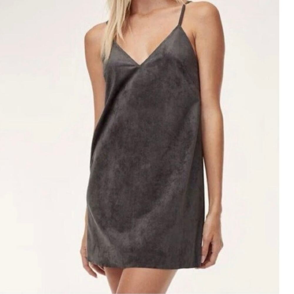 Wilfred Vivienne Charcoal Gray Faux Suede Mini Dress Large